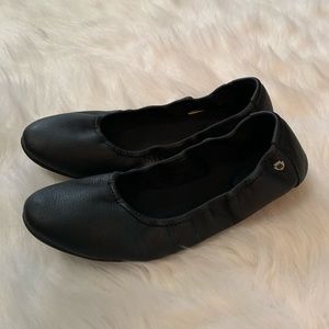 Black Minnetonka leather flats